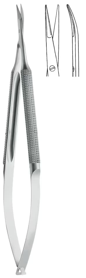 MİKRO MAKAS YUVARLAK SAP TIRTIKLI 14MM AĞIZ S/S 15CM EĞRİ