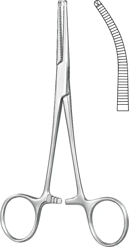 HEMOSTATİK KLEMP KOCHER NIPPON 1X2 DİŞLİ 14CM EĞRİ