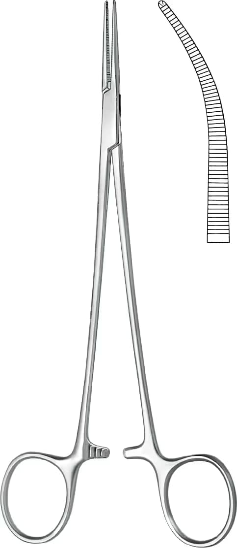 HEMOSTATİK KLEMP HALSTED 1X2 DISLI 21CM EGRI