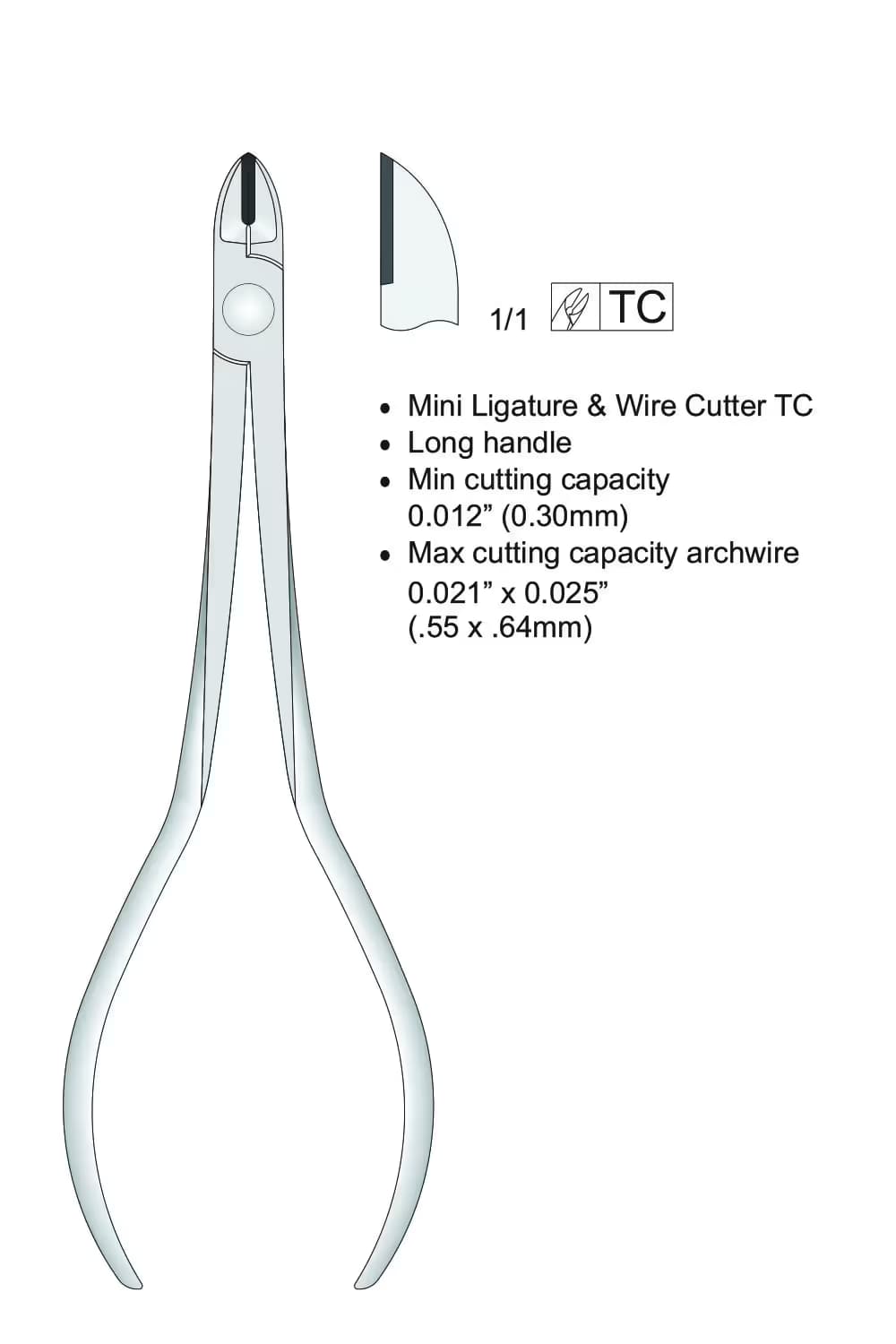 Tc Küçük Ligatür Ve Tel Kesici Uzun Saplı 175Mm 0,30Mm
