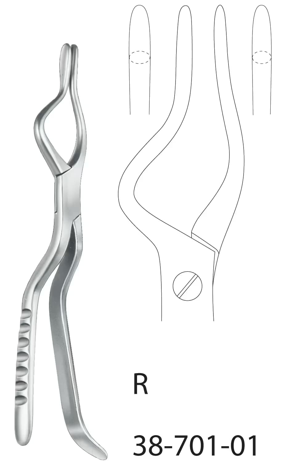 KIRIK KEMİK ÇEKME FORSEPSI ROWE 22cm SAĞ