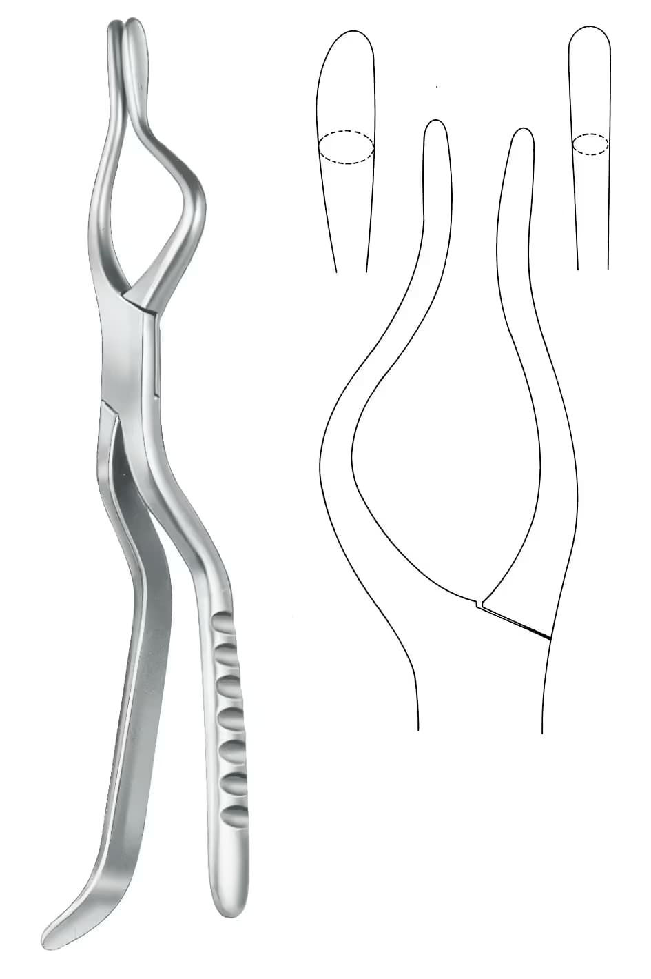 KIRIK KEMİK ÇEKME FORSEPSI ROWE 22cm SOL