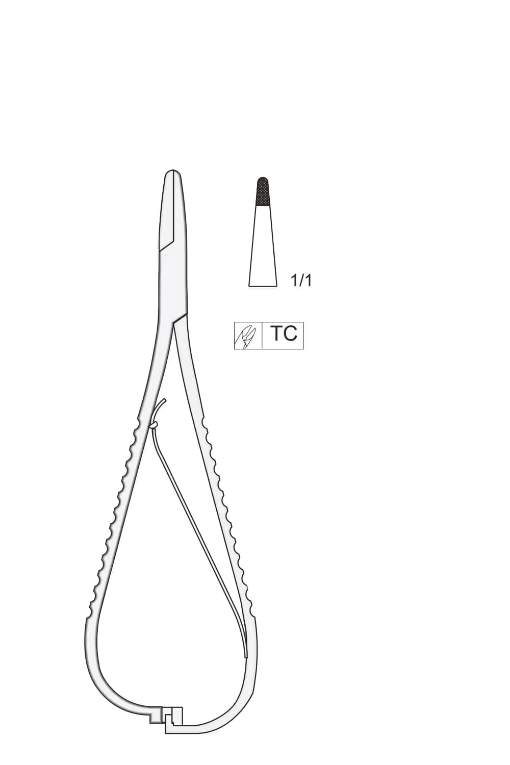 Tc Mathieu İğne Tutucu Uç Noktası 140Mm, Hassas Uçlu