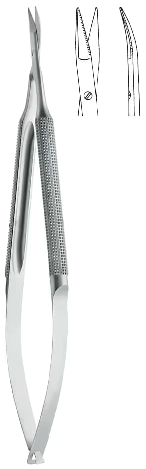 MİKRO MAKAS YUVARLAK SAP TIRTIKLI 9MM AĞIZ S/S 15CM EĞRİ