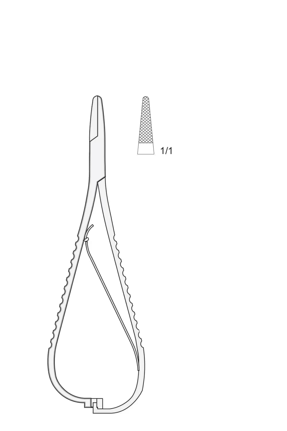 Mathieu İğne Tutucu Uç Noktası 140Mm, Kalın Uçlu