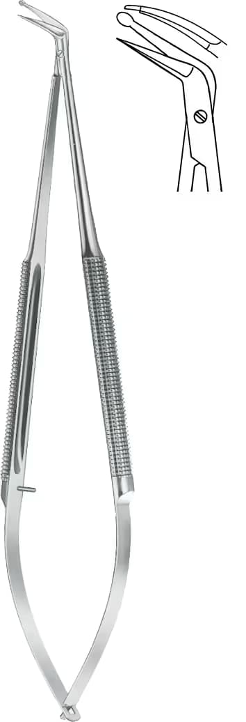 MİKRO MAKAS YUVARLAK SAP 18cm EĞRİ KÜRE UÇLU