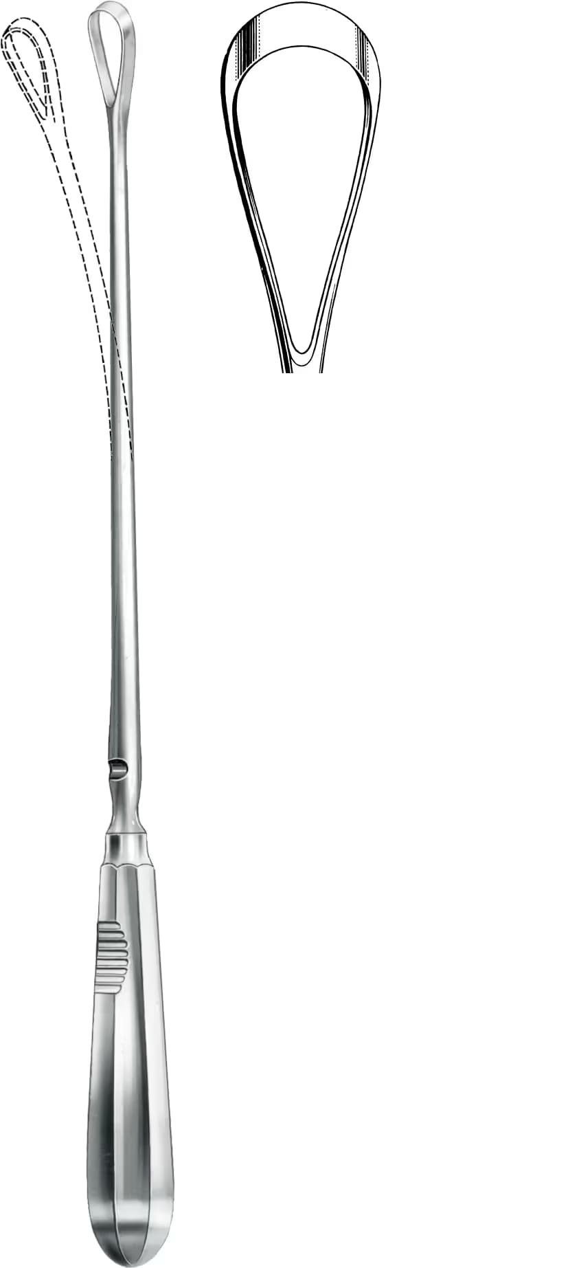 UTERINE KÜRET RECAIMER 30CM KESKİN BÜKÜLEBİLİR 19,5MM